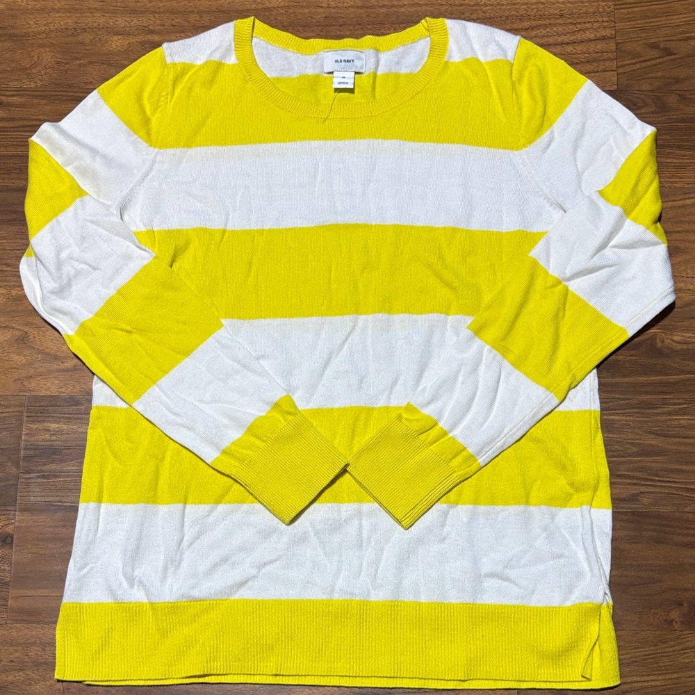 NWOT OLD NAVY Yellow & White Bold Stripe Sweater SIZE Med